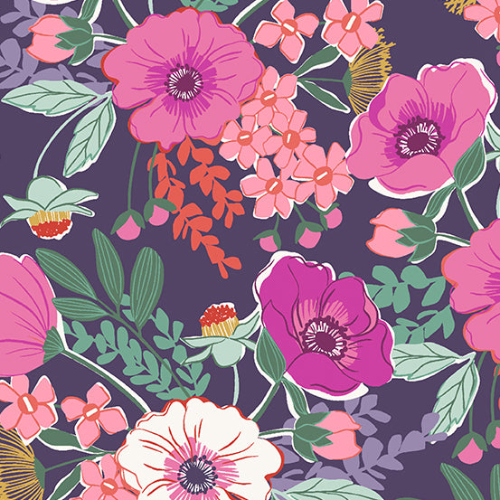 Wandering by Andover Fabric Felicity in Fig A-758-P