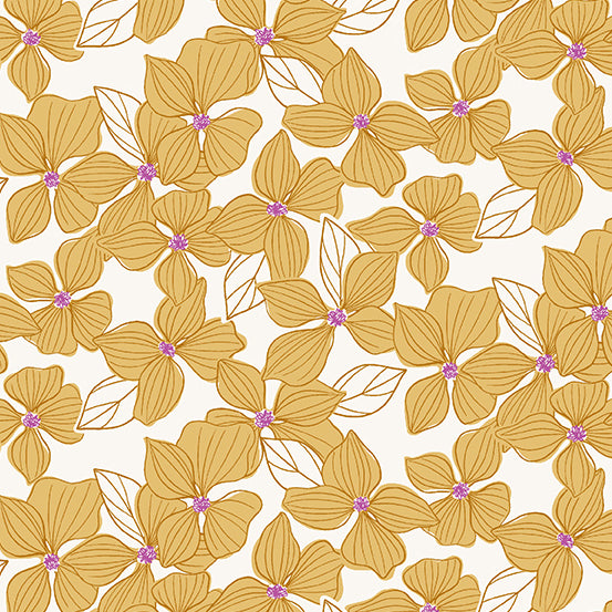 Wandering by Andover Fabric Daydream Blossom in Golden A-760-Y