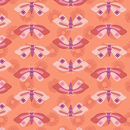 Wandering by Andover Fabric Butterflies in Peach A-761-O