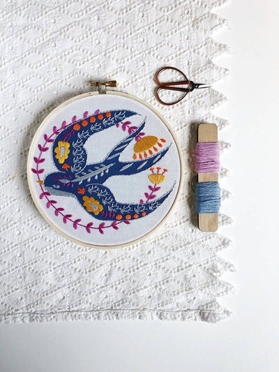 Swallow Embroidery Kit by Rikrack