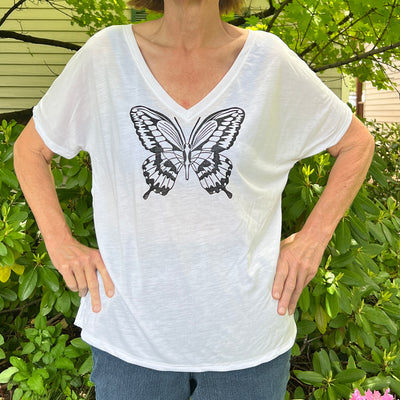 Butterfly I Hand Block Printed T-Shirt by Valori Wells