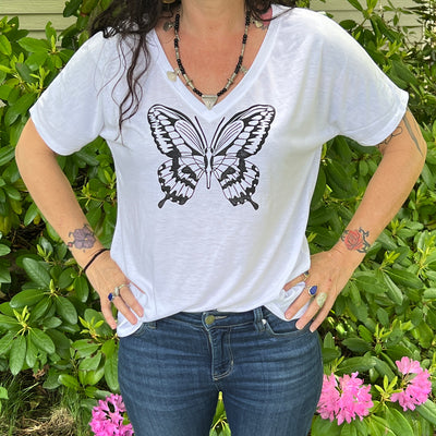 Butterfly I Hand Block Printed T-Shirt by Valori Wells