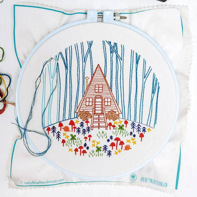 DIY Cozy Cabin Embroidery Kit from CozyBlue Handmade EKCC