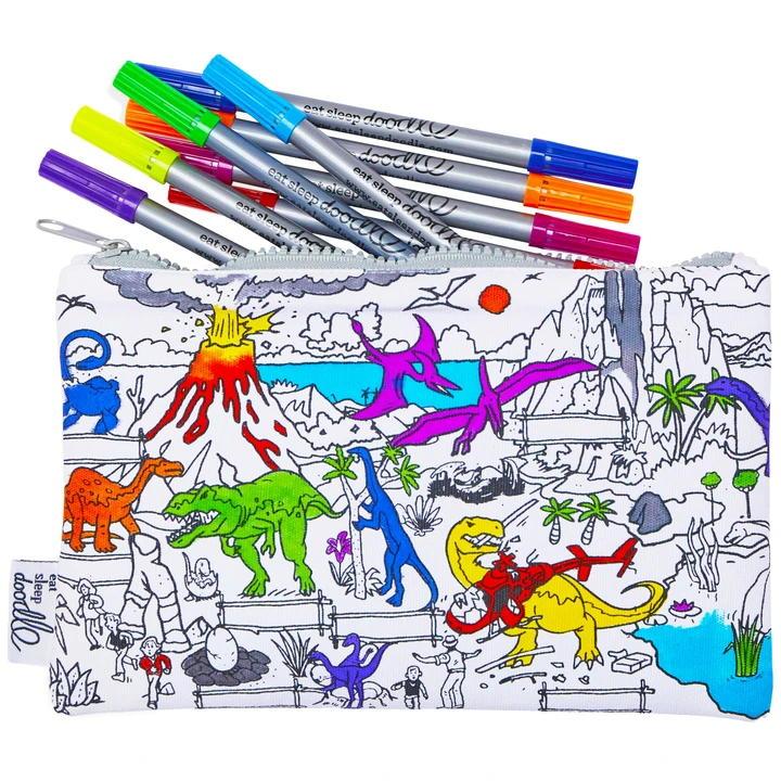 Dinosaur Pencil Case -  Color  Learn - Pens Included - from Eat Sleep Doodle