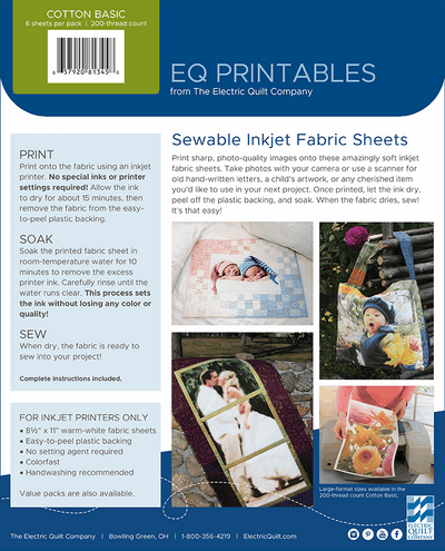 EQ Printables: Sewable Inkjet Fabric Sheets