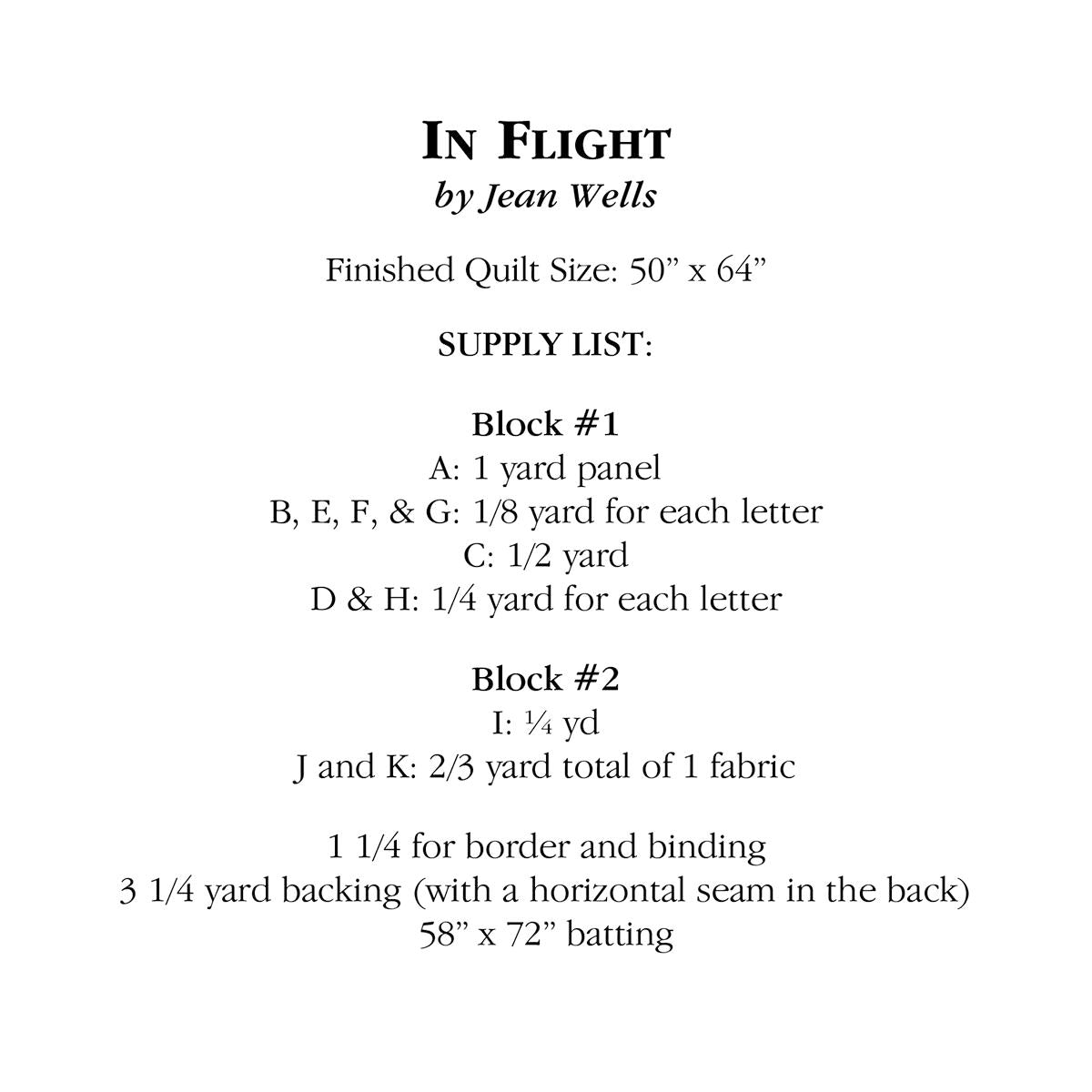 In Flight Quilt Pattern by Jean Wells