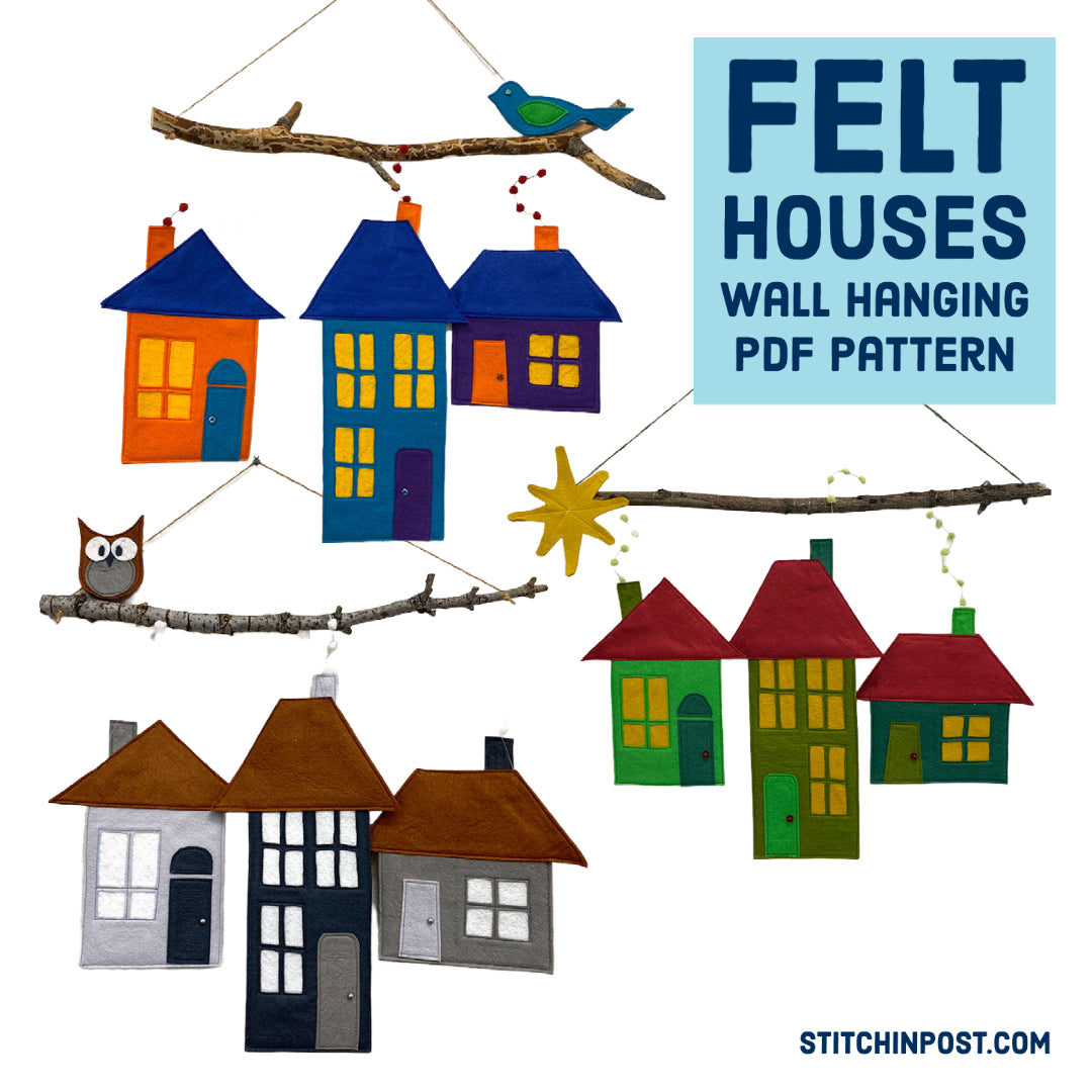 Felt Houses Wall Hanging Pattern - PDF Download