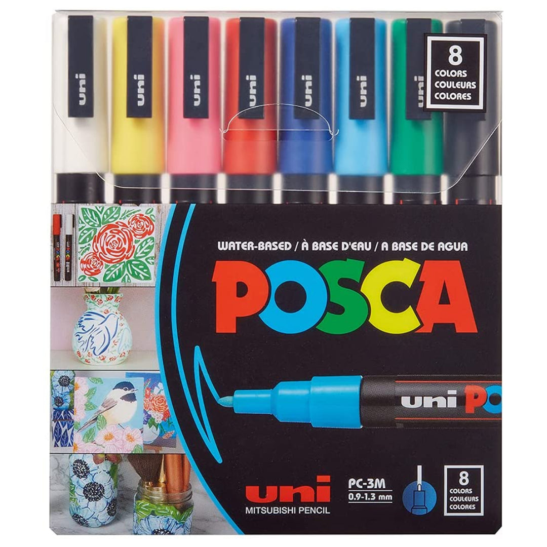 Posca Pens 8 Color Water Based Markers 0.9 - 1.3