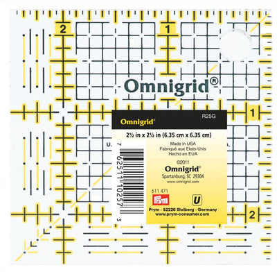 Omnigrid 2 5 x 2 5  acrylic Ruler minature quilts mini charms