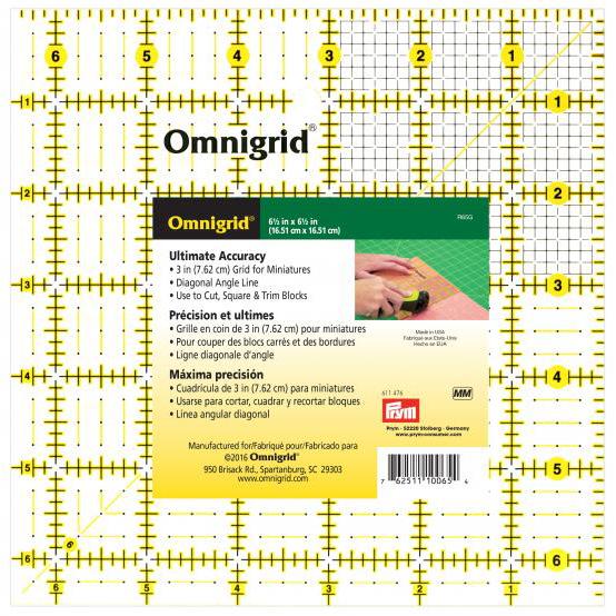 Omnigrid 6 5 x 6 5 inch Square Acrylic Ruler