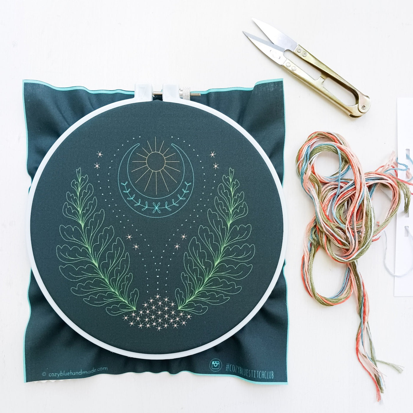 DIY Blue Moon Embroidery Kit - CozyBlue Handmade