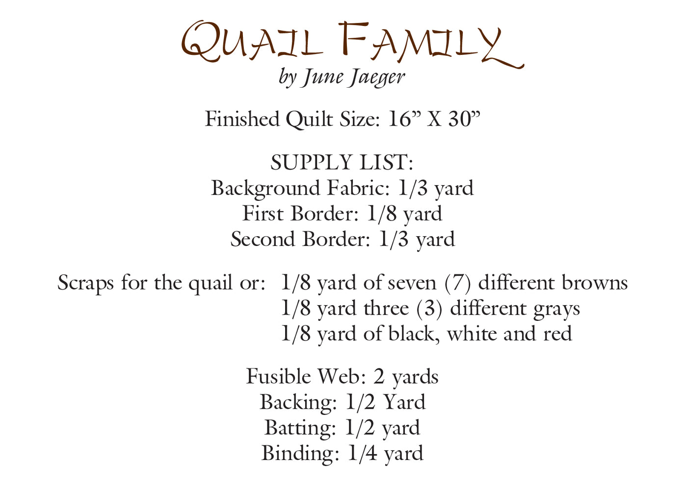 Quail Family Pattern