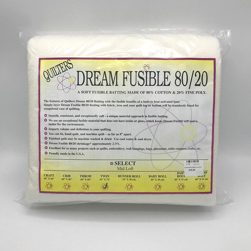 Quilters Dream Fusible Batting - 80 Cotton 20 Poly  Twin Size 
