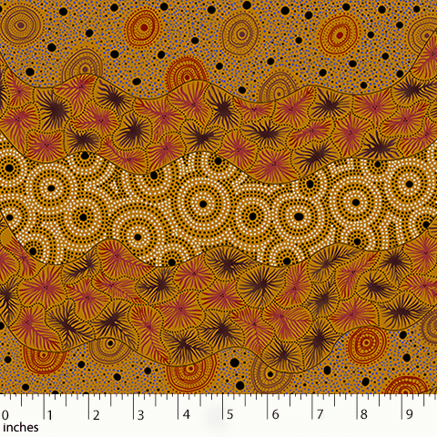Wild Seed  Waterhole Yellow WSWY by Tanya Price for MS Textiles Australia aboriginal