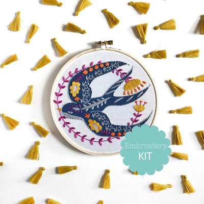 Swallow Embroidery Kit by Rikrack