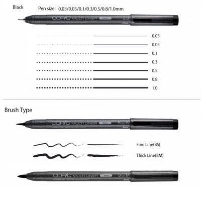 Copic Multiliner Set B 4 Broad Nib Inking Pens (Black)