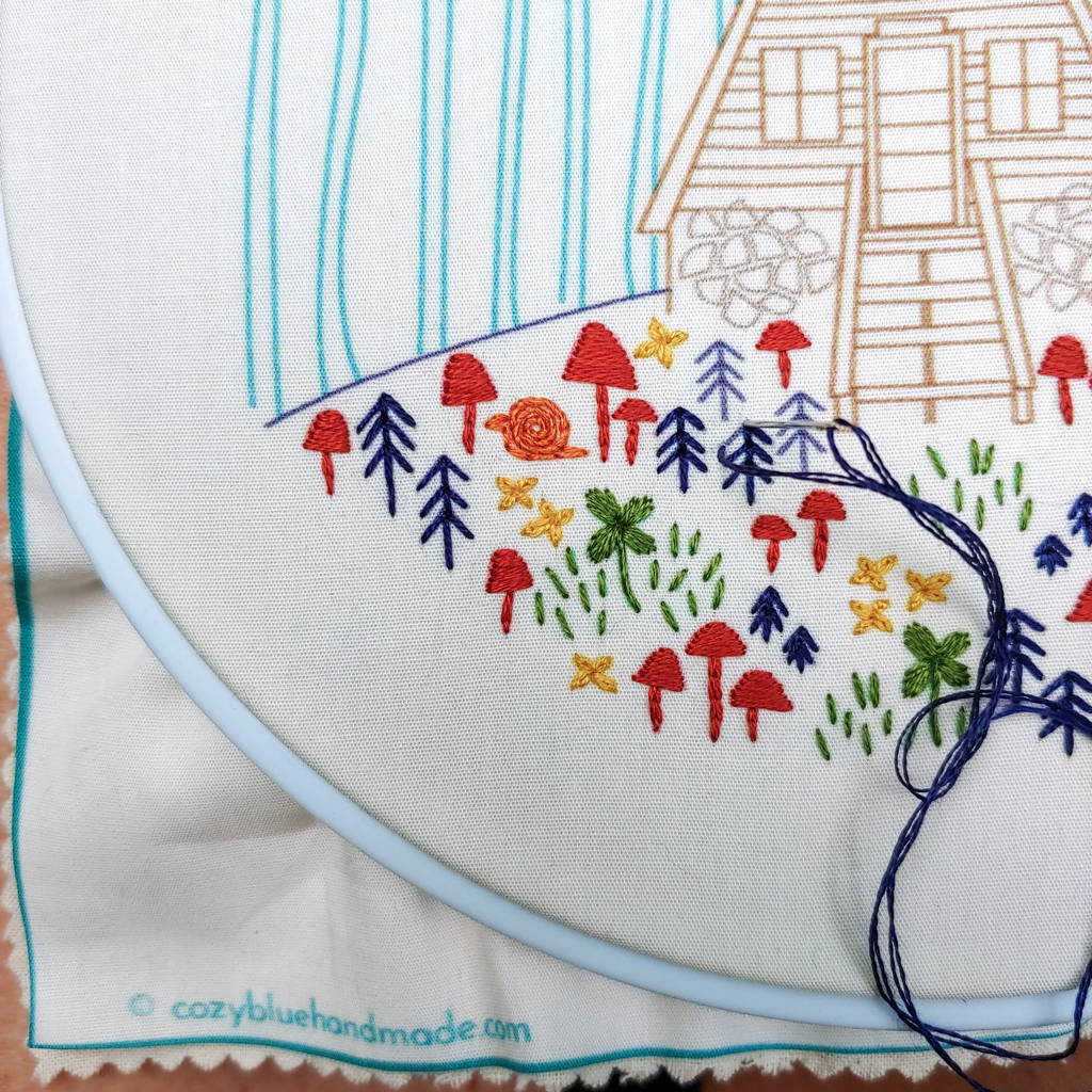DIY Cozy Cabin Embroidery Kit - CozyBlue Handmade
