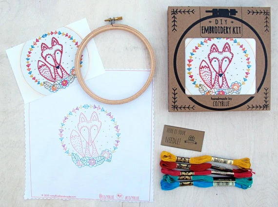 DIY Crafty Fox Embroidery Kit - CozyBlue Handmade