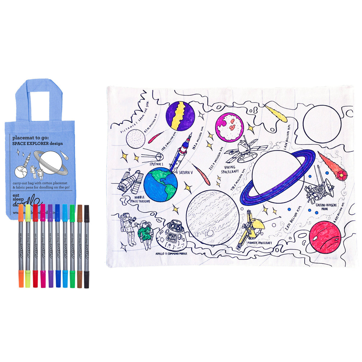Space Explorer Placemat to go - Pens Included