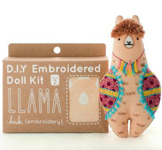 DIY Embroidered Doll Kit Llama - Kiriki Press