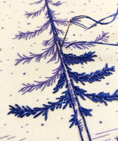 DIY Moonlight Pine Embroidery Kit - CozyBlue Handmade