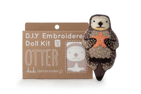 DIY Embroidered Doll Kit Otter - Kiriki Press