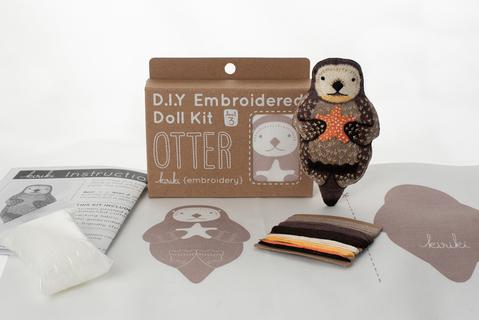 DIY Embroidered Doll Kit Otter - Kiriki Press